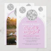 ROZE Elegant Retro Disco Verloving foto Kaart (Voorkant / Achterkant)