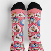 Roze Elegant rood hart patroon | 5 Fotocollage Sokken (Top)