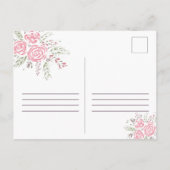 Roze Elegant Roos Romance Waterverf Uitnodiging Briefkaart (Achterkant)