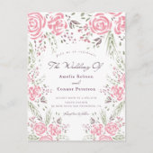 Roze Elegant Roos Romance Waterverf Uitnodiging Briefkaart (Voorkant)