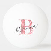 Roze Elegant Script Monogram Initiaal Aangepast  Pingpongbal (Voorkant)
