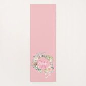 Roze  Elegant Script Monogram Rozen Floral Yogamat (Achterkant)