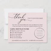 Roze Elegant Small Business Instructions Care Bedankkaart (Voorkant)