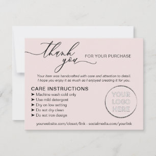 Roze Elegant Small Business Instructions Care Bedankkaart