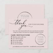 Roze Elegant Small Business Instructions Care Bedankkaart (Voorkant / Achterkant)