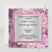 Roze Elegant Sparkle Bouquet Verloving Uitnodiging (Voorkant)