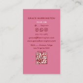 Roze | Elegant standaard QR-code Visitekaartje (Achterkant)