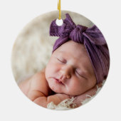 Roze Elegant Star Foto Baby's Eerste Kerstmis Keramisch Ornament (Achterkant)