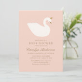 Roze Elegant Swan Baby shower Kaart (Staand voorkant)