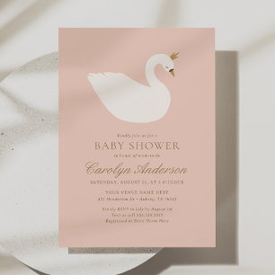 Roze Elegant Swan Baby shower Kaart