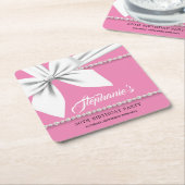 Roze Elegant Tiffany Parels Fancy Party Servies Kartonnen Onderzetters (Schuin)