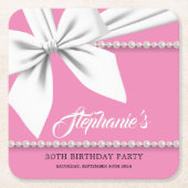 Roze Elegant Tiffany Parels Fancy Party Servies Kartonnen Onderzetters (Voorkant)