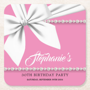 Roze Elegant Tiffany Parels Fancy Party Servies Kartonnen Onderzetters