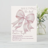 Roze Elegant Tying The Knot Bow Vrijgezellenfeest Kaart (Staand voorkant)