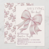 Roze Elegant Tying The Knot Bow Vrijgezellenfeest Kaart (Voorkant / Achterkant)