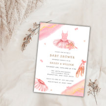 Roze Elegant Waterverf Ballerina Baby shower