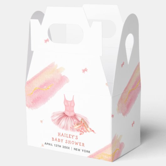 Roze Elegant Waterverf Ballerina Meisje Baby showe Bedankdoosjes (Geopend)