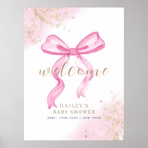 Roze Elegant Waterverf Bow Welkom Baby shower