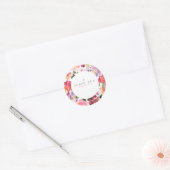Roze Elegant Waterverf Flowers Ronde Sticker (Envelop)