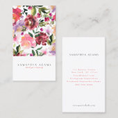 Roze Elegant Waterverf Flowers Visitekaartje (Voorkant / Achterkant)