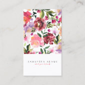 Roze Elegant Waterverf Flowers Visitekaartje (Voorkant)