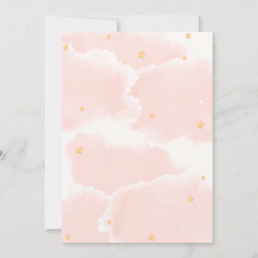 Roze Elegant We Zijn Op Cloud Negen Meisje Baby sh Kaart (Achterkant)