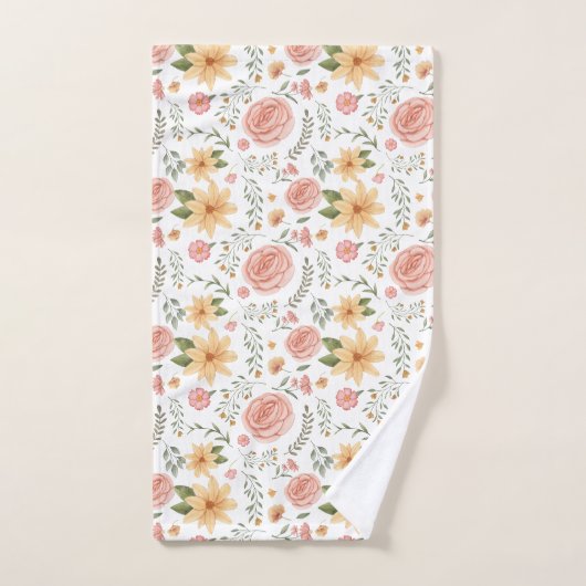 Roze Elegant Wildflower Roos Pattern Bad Handdoek (Handdoek)