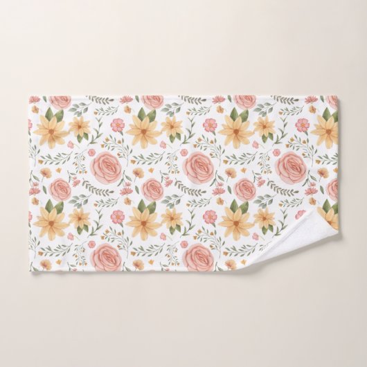 Roze Elegant Wildflower Roos Pattern Bad Handdoek (Handdoek)