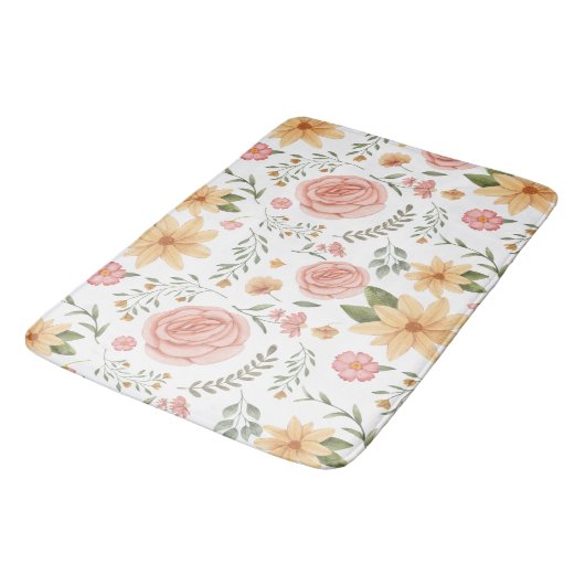 Roze Elegant  Wildflower Roos Pattern Badmat (Gekanteld)