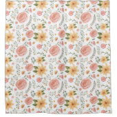 Roze Elegant  Wildflower Roos Pattern Douchegordijn (Voorkant)