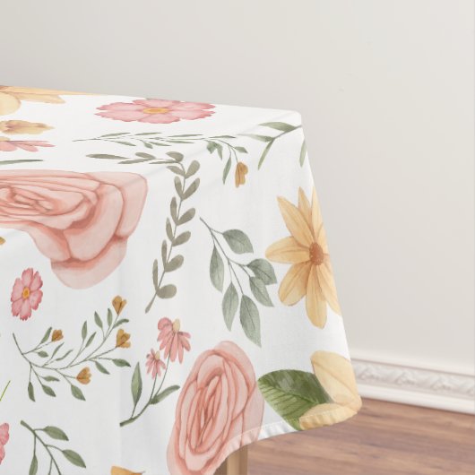 Roze Elegant  Wildflower Roos Pattern Tafelkleed (Voorbeeld)