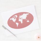Roze Elegant World Ovale Sticker (Envelop)