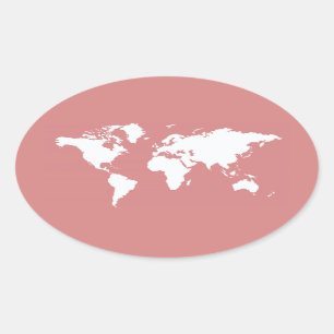 Roze Elegant World Ovale Sticker