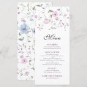 Roze Elegante Aquarel Bloem Bruiloftsmenu Menu (Voorkant / Achterkant)