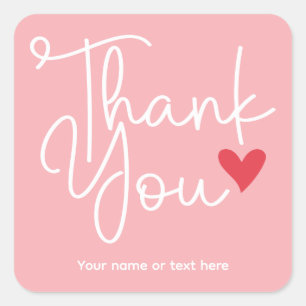Roze Elegante Bedankt met hart Sticker