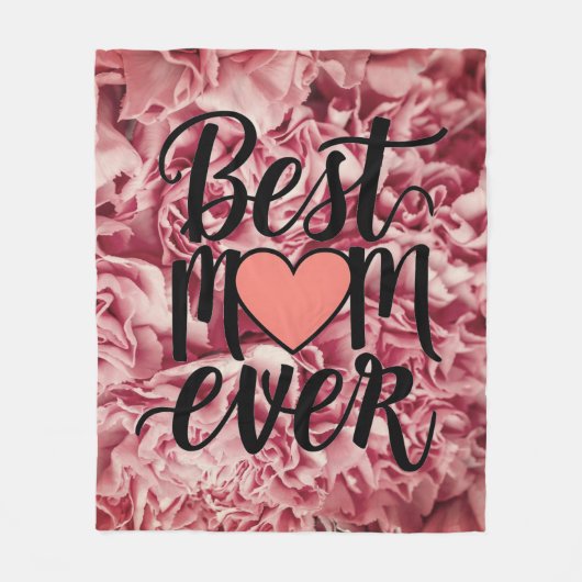  roze elegante beste mam ooit bloemig fleece deken (Voorkant)