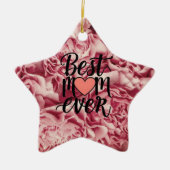  roze elegante beste mam ooit bloemig keramisch ornament (Voorkant)