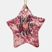  roze elegante beste mam ooit bloemig keramisch ornament (Links)