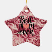  roze elegante beste mam ooit bloemig keramisch ornament (Achterkant)