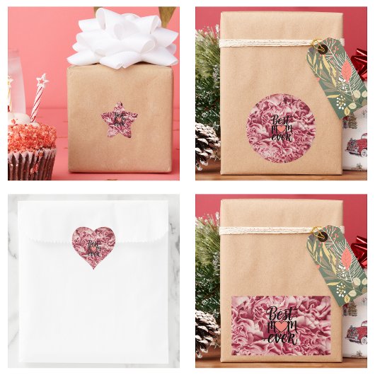  roze elegante beste mam ooit bloemig ster sticker