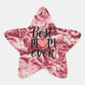 roze elegante beste mam ooit bloemig ster sticker (Voorkant)