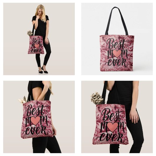 roze elegante beste mam ooit bloemig tote bag