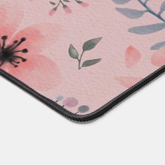Roze Elegante Bloem Boho Monogram Desk Mat (Hoek)