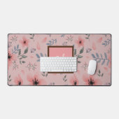 Roze Elegante Bloem Boho Monogram Desk Mat (Keyboard & Muis)