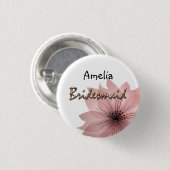 Roze elegante bloem ronde button 3,2 cm (Voorkant /achterkant)