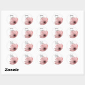 Roze elegante bloem ronde sticker (Vel)