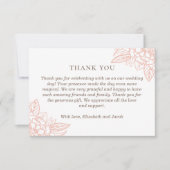 Roze elegante bloemen. Blush eenvoudige bloemenbru Bedankkaart (Voorkant)