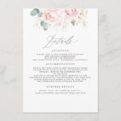 Roze Elegante Bloemen Bruiloft Informatie Informatiekaartje (Voorkant)