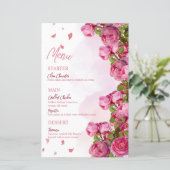 Roze Elegante Bloemen Trouwmenu's (Staand voorkant)