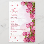 Roze Elegante Bloemen Trouwmenu's (Voorkant)